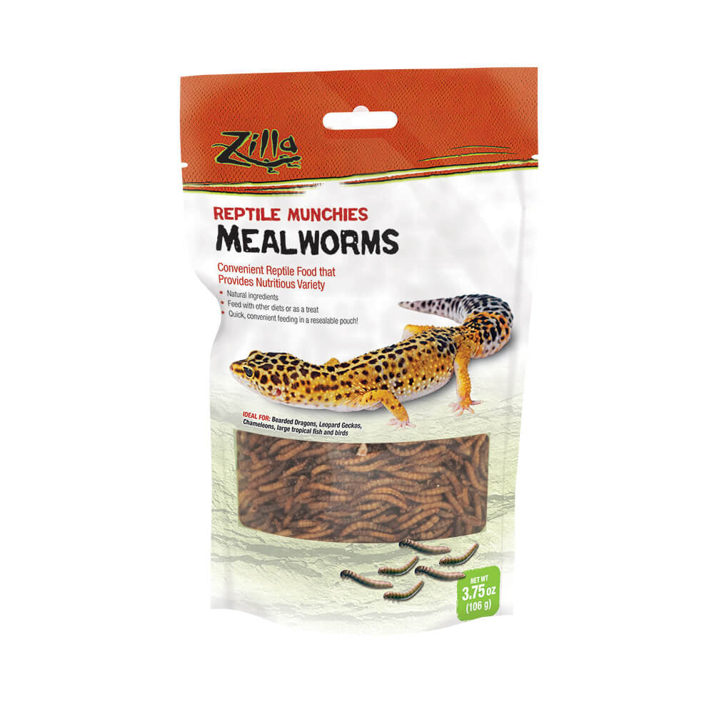 Zilla Reptile Munchies Mealworm Resealable Bag, 3.75 Ounces