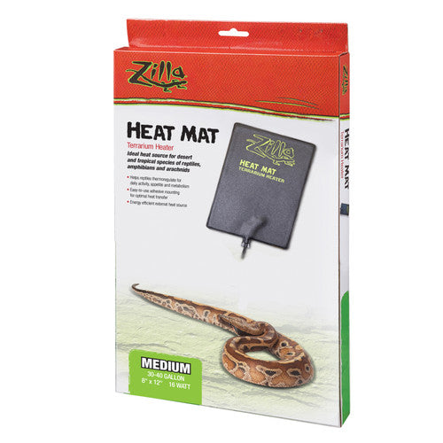 Zilla Terrarium Heat Mats Black Medium 30 - 40 Gallon 16 Watt - Reptile