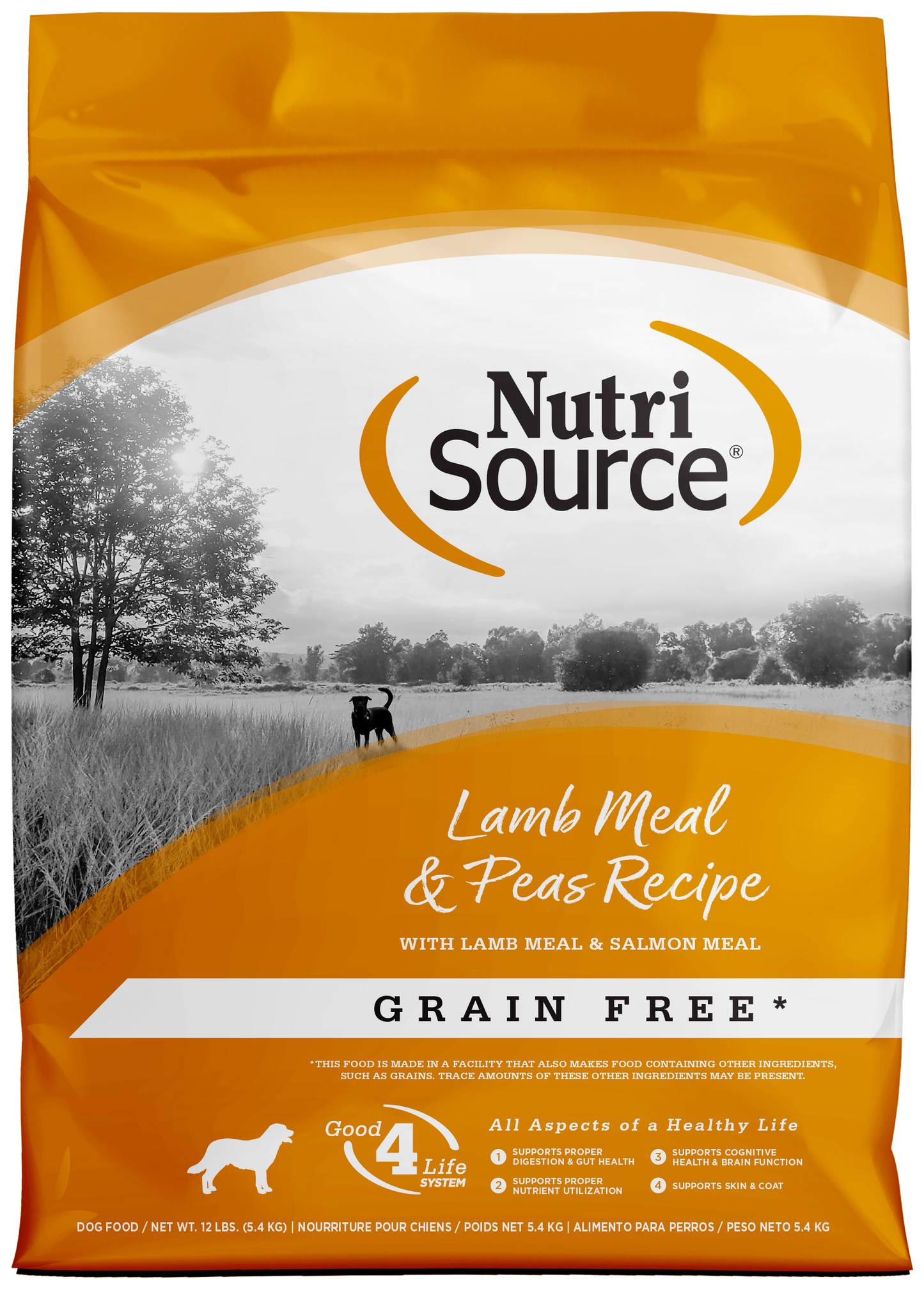 NutriSource Grain Free Dry Dog Food Lamb Meal & Peas 12 lb 073893291077