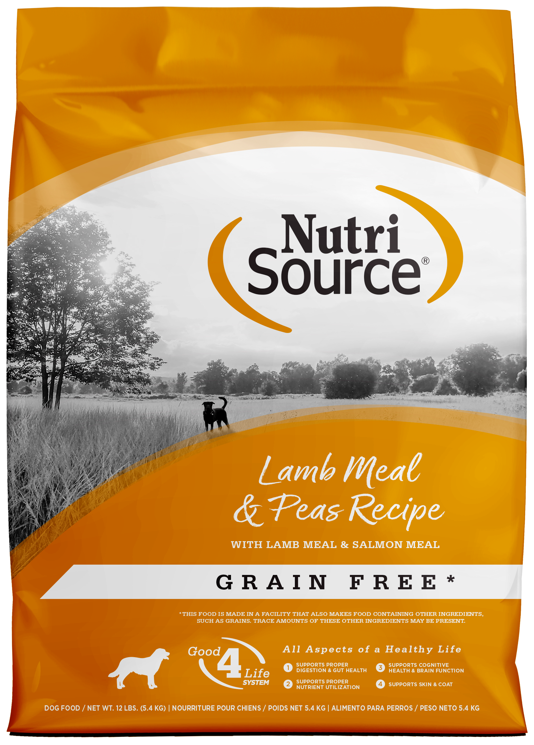 NutriSource Grain Free Dry Dog Food Lamb Meal & Peas 12 lb 073893291077
