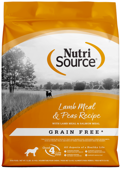 NutriSource Grain Free Dry Dog Food Lamb Meal & Peas 12 lb 073893291077