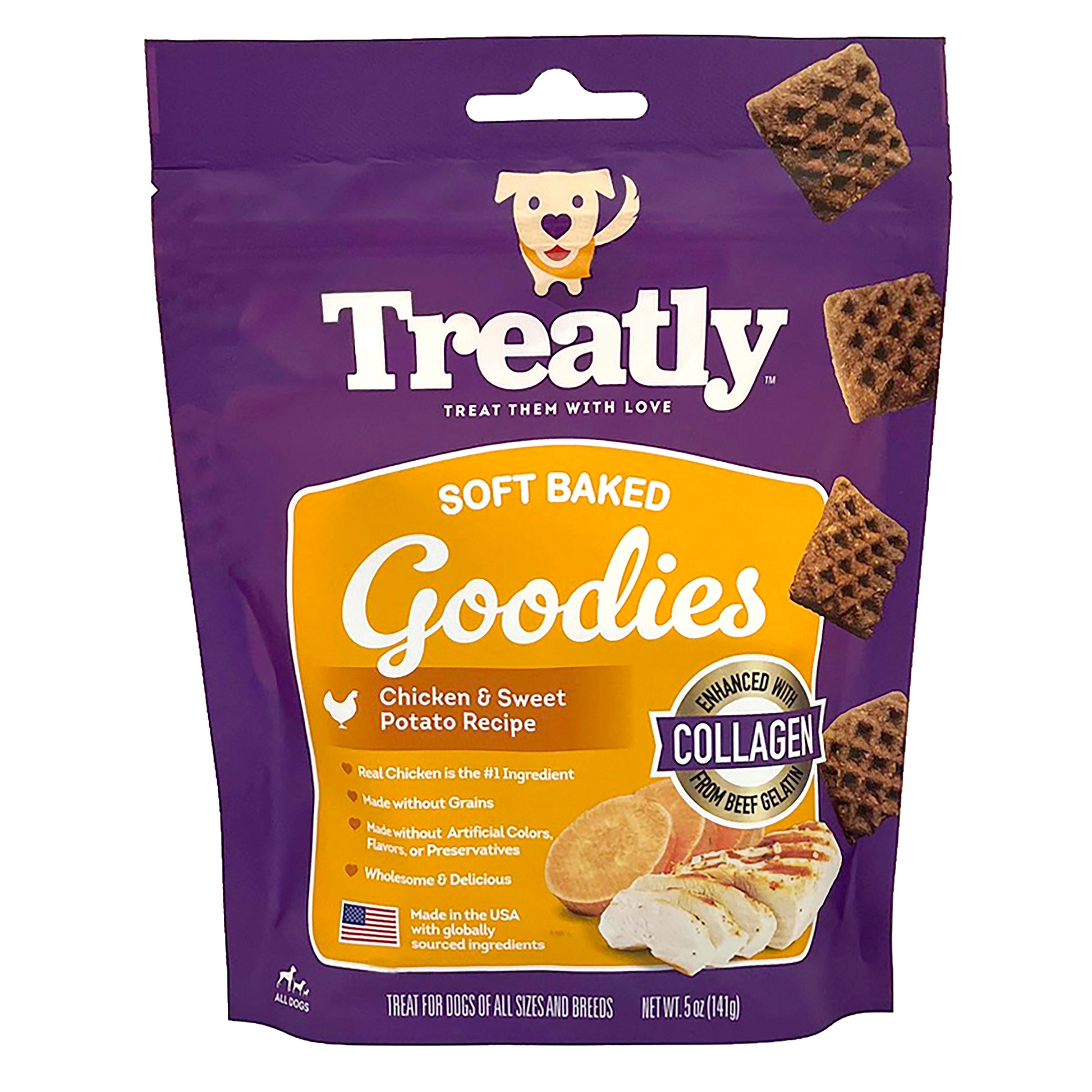 Treatly Soft Baked Goodies Dog Treats Chicken & Sweet Potato 5 oz 094983004001