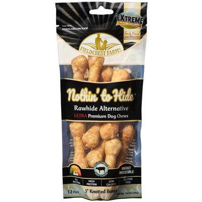 Fieldcrest Farms Nothin' To Hide Ultra Knotted Bone Dog Treat Beef 3 in, 12 pk 810002633003