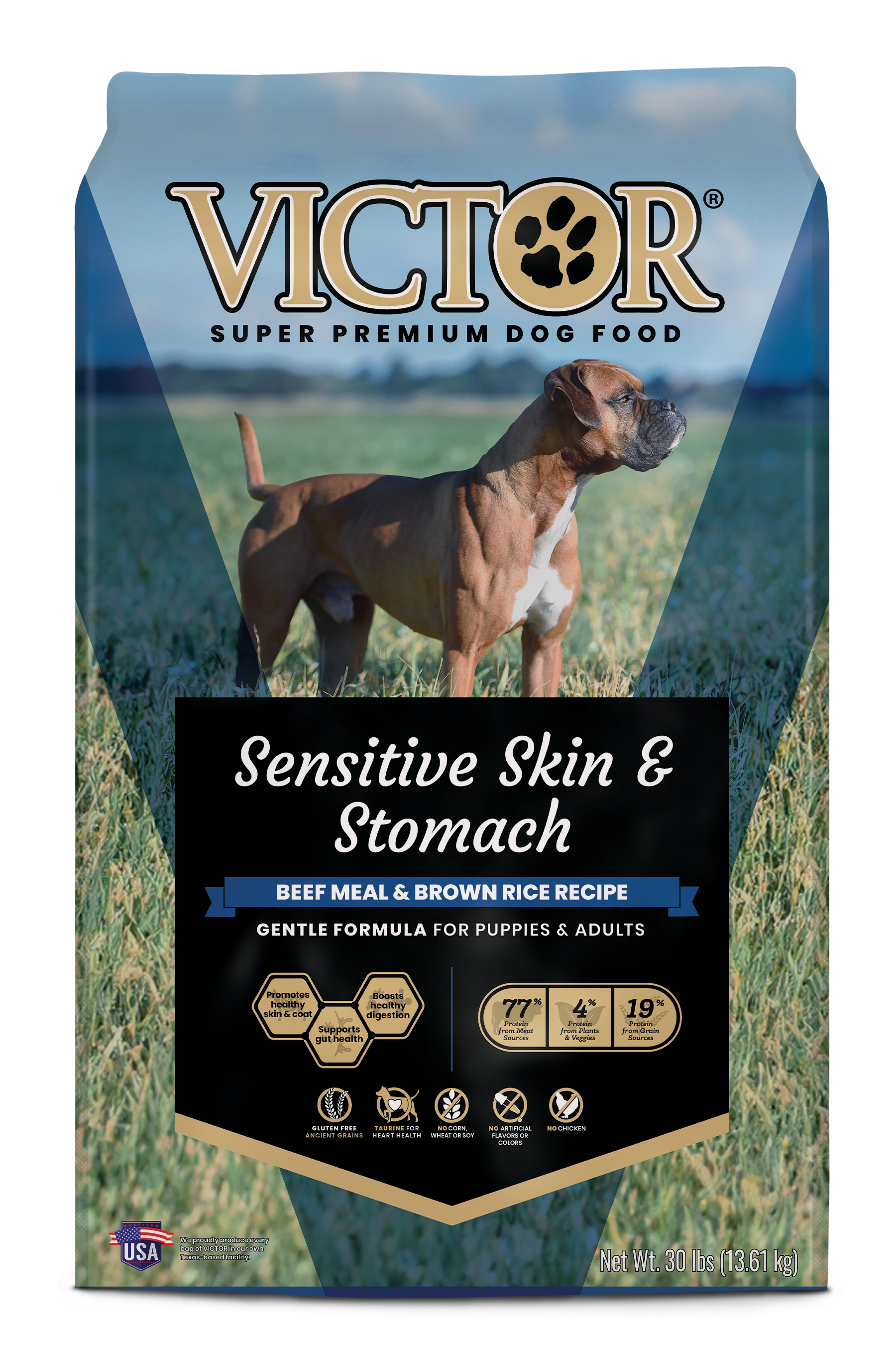 Victor Super Premium Dog Food Sensitive Skin & Stomach Beef & Brown Rice 30 lb 899944446384
