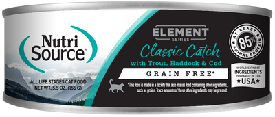 NutriSource Element Series Grain Free Canned Cat Food Classic Catch 12ea/5.5 oz 073893069126