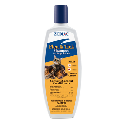 Zodiac Flea and Tick Shampoo for Dogs Cats 12 ounces - Dog