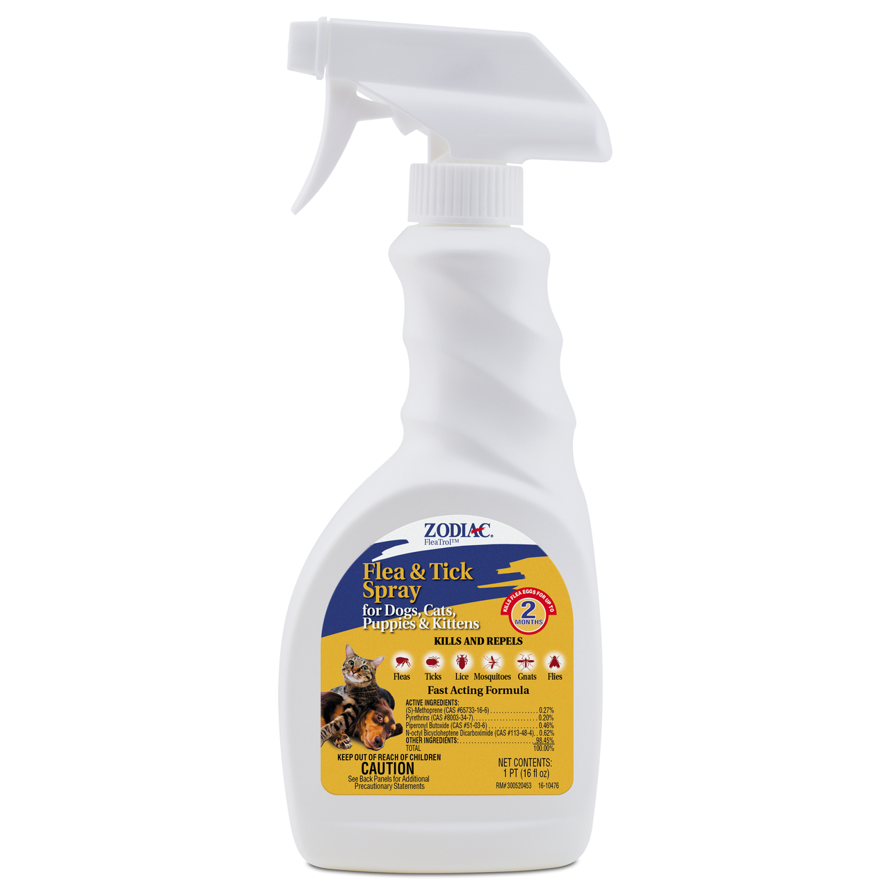 Zodiac Flea & Tick Spray for Dogs, Cats, Puppies & Kittens 16 fluid ounces