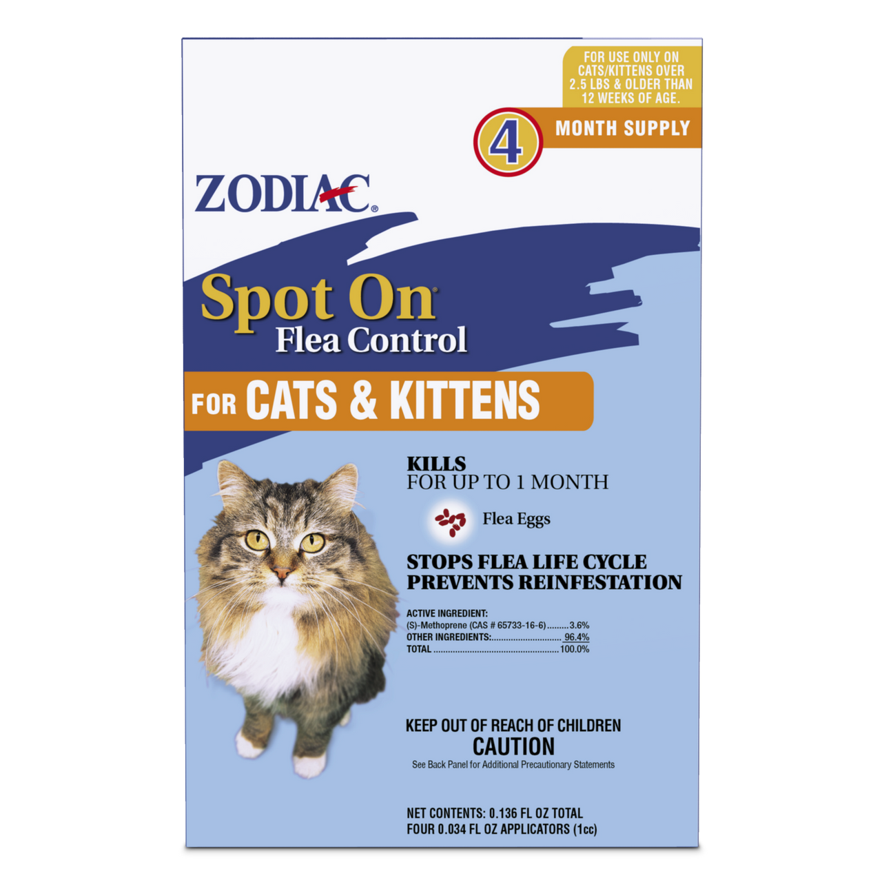 Zodiac Spot On Flea Control for Cats & Kittens 4 Pack