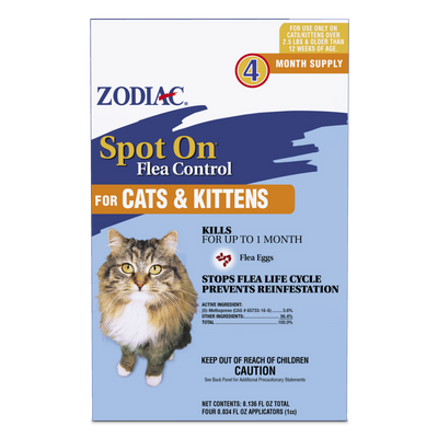 Zodiac Spot On Flea Control for Cats & Kittens 4 Pack