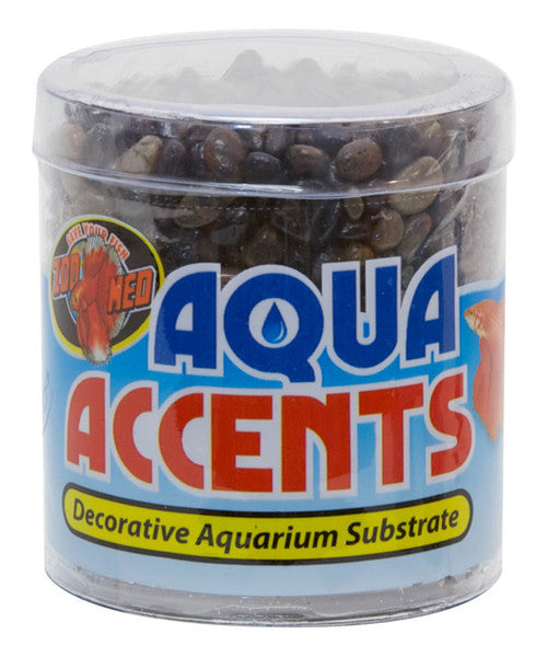 Zoo Med Aqua Accents River Pebbles Dark 8 oz - Aquarium