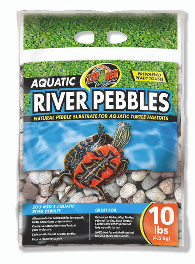 Zoo Med Aquatic River Pebble Substrate Multi - Color 10 lb - Aquarium