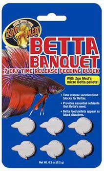 Zoo Med Betta Banquet 7 Day Release Fish Feeding Block 0.3 oz - Aquarium