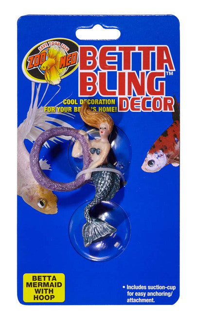 Zoo Med Betta Bling Mermaid Aquarium Ornament with Hoop Multi - Color
