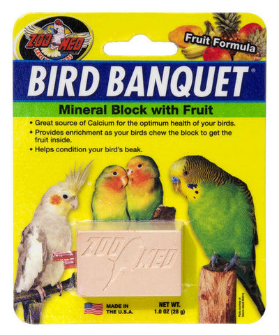 Zoo Med Bird Banquet Fruit Formula Mineral Block Pink 1oz SM (D)