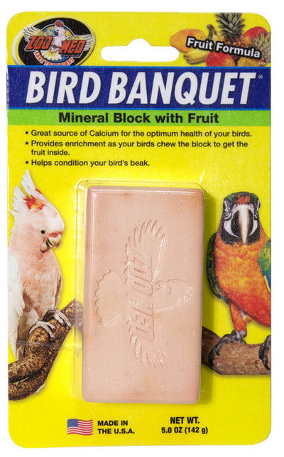 Zoo Med Bird Banquet Fruit Formula Mineral Block Pink 5oz LG