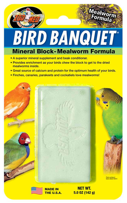 Zoo Med Bird Banquet Mealworm Formula Mineral Block Green 5oz LG