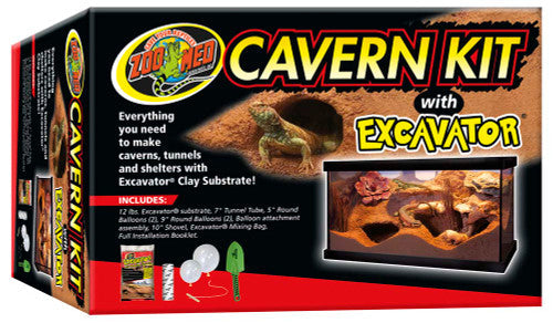 Zoo Med Cavern Kit with Excavator Clay Burrowing Substrate 12 lb - Reptile