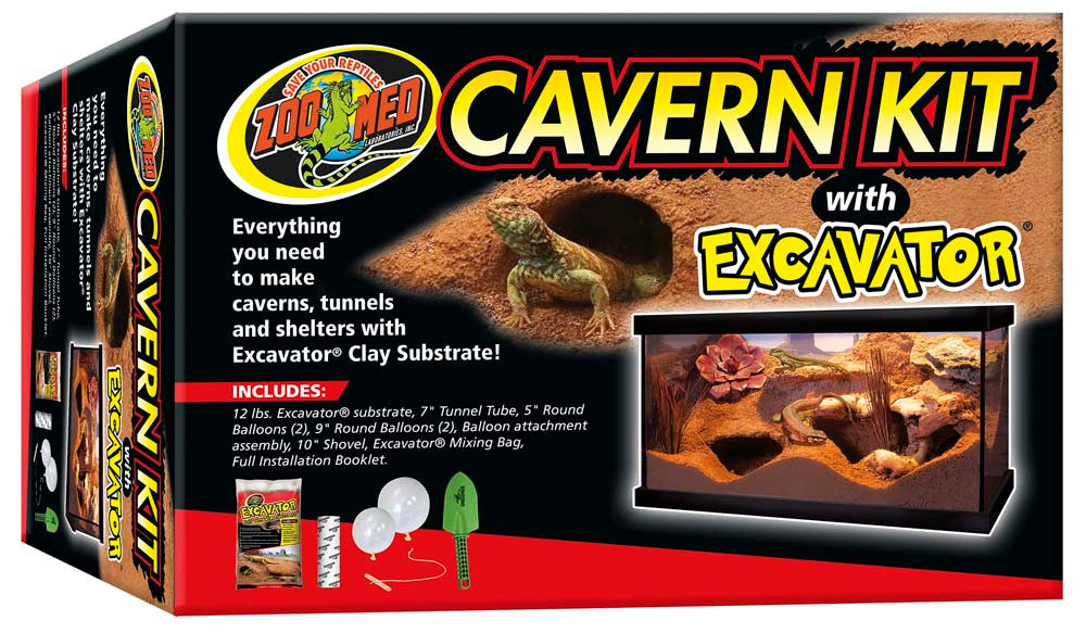 Zoo Med Cavern Kit with Excavator Clay Burrowing Substrate 12 lb