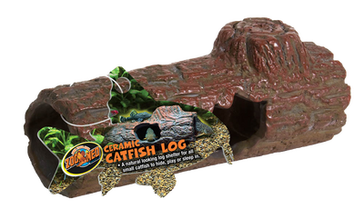 Zoo Med Ceramic Catfish Log Aquarium Ornament Brown 6.45in MD