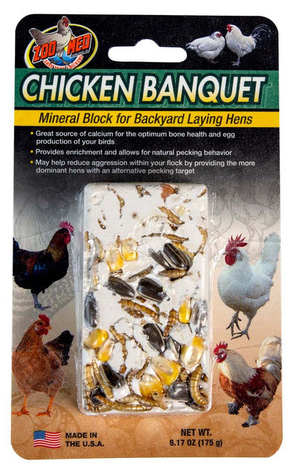 Zoo Med Chicken Banquet Mineral Block for Backyard Laying Hens Multi - Color 6.17 oz - Bird
