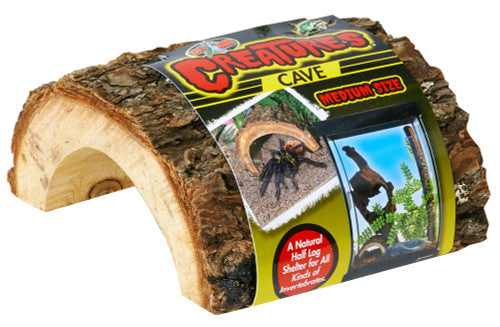 Zoo Med Creatures Cave Half Log Brown MD - Reptile