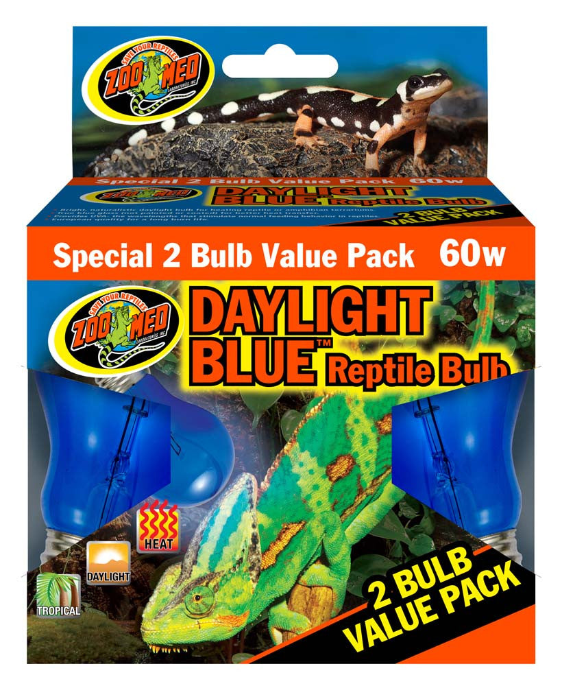 Zoo Med Daylight Blue Reptile Bulb Blue 60 Watt 2 Pack