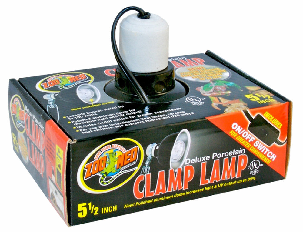 Zoo Med Deluxe Porcelain Clamp Lamp Fixture Black 5.5 in