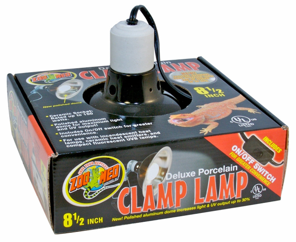 Zoo Med Deluxe Porcelain Clamp Lamp Fixture Black 8.5 in