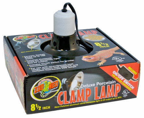 Zoo Med Deluxe Porcelain Clamp Lamp Fixture Black 8.5 in - Reptile
