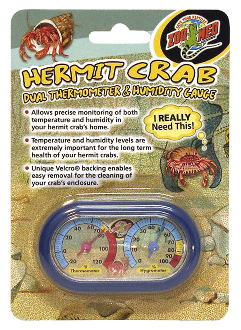 Zoo Med Hermit Crab Dual Thermometer & Humidity Gauge Assorted - Reptile
