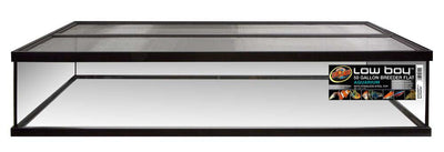 Zoo Med Low Boy Breeder Flat Aquarium Tank with Stainless Steel Screen Top Black, Clear 50 gal 48x24x10 in