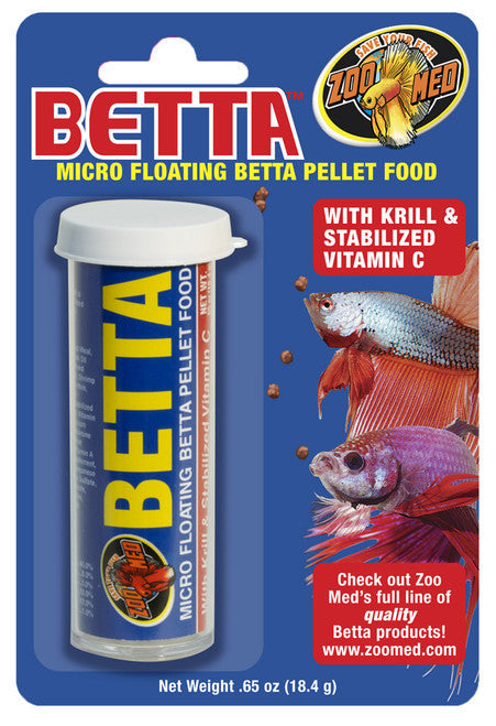 Zoo Med Micro Floating Betta Pellet Canister Fish Food 0.65 oz - Aquarium
