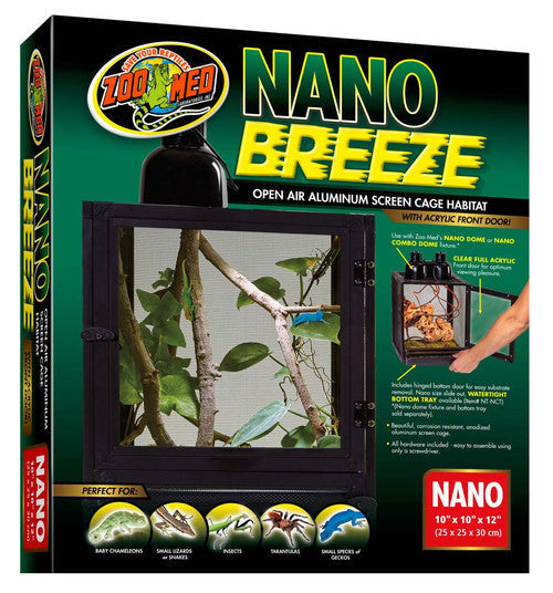 Zoo Med Nano Breeze Aluminum Screen Cage Black SM - Reptile