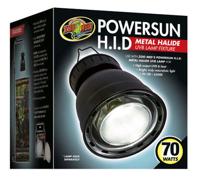 Zoo Med PowerSun H.I.D. Metal Halide UVB Lamp Fixture Black 7.5 in - Reptile