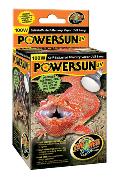 Zoo Med PowerSun UV Self-Ballasted Mercury Vapor Lamp Silver 100 Watt