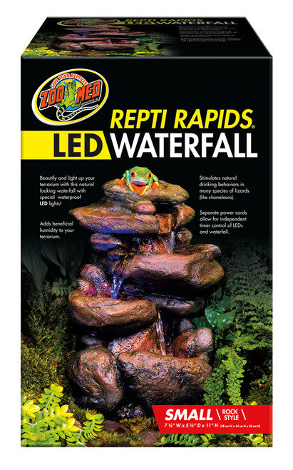 Zoo Med Repti Rapids LED Rock Waterfall Brown SM - Reptile