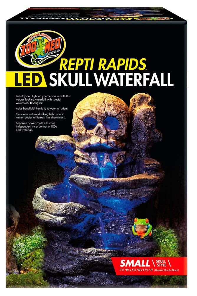 Zoo Med Repti Rapids LED Skull Waterfall Brown/Black SM