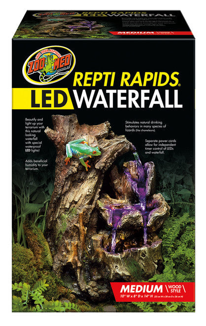 Zoo Med Repti Rapids LED Wood Waterfall Brown MD - Reptile