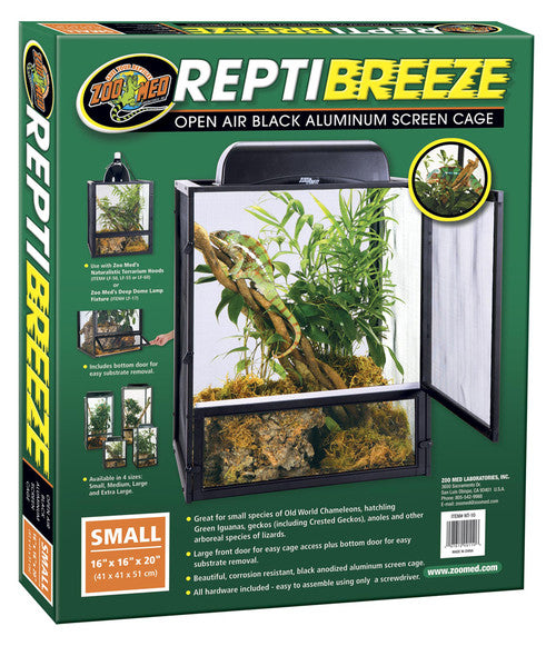 Zoo Med ReptiBreeze Open Air Aluminum Screen Cage Black SM - Reptile