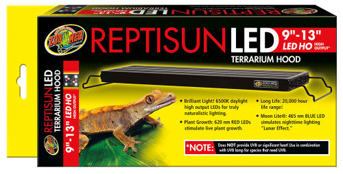 Zoo Med ReptiSun LED Terrarium Hood Black 9 in - 13 Reptile