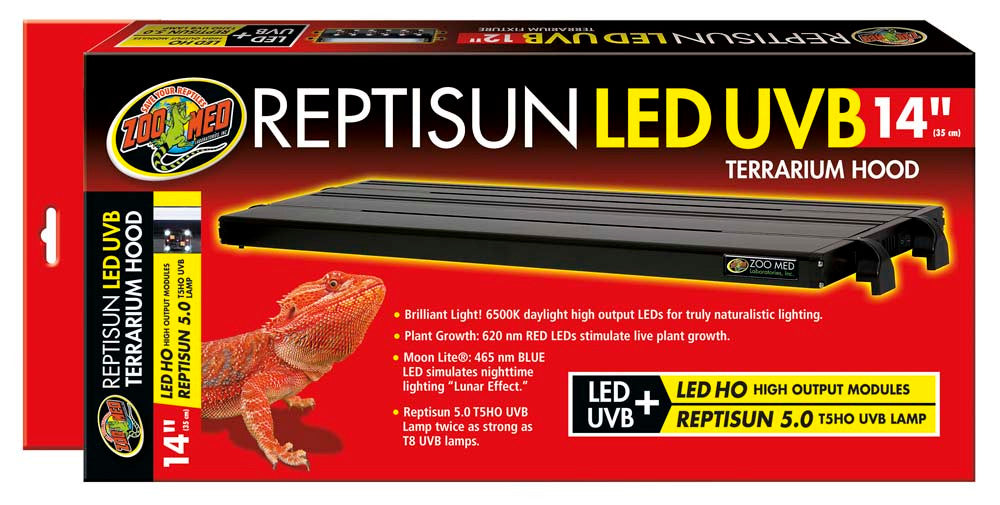 Zoo Med ReptiSun T5 LED UVB Terrarium Hood 14 in