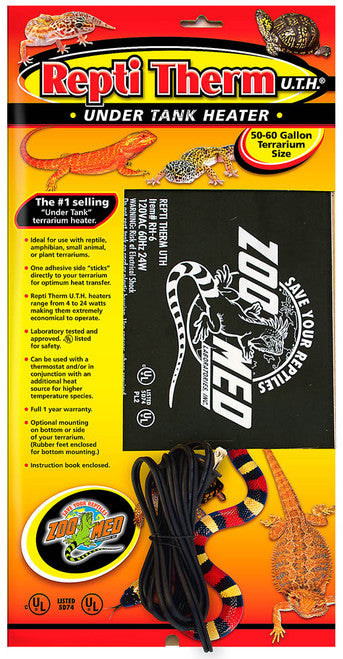 Zoo Med ReptiTherm Under Tank Heater (U.T.H) 24watt 8in X 18in LG - Reptile