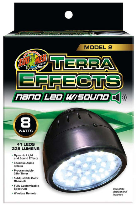 Zoo Med Terra Effects Model 2 Nano LED Light with Sound Black - Reptile