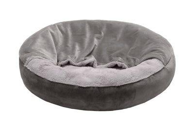 Fur Haven Pet Products Wave Fur & Velvet Hooded Donut Pet Bed Dark Gray Small 842229122480