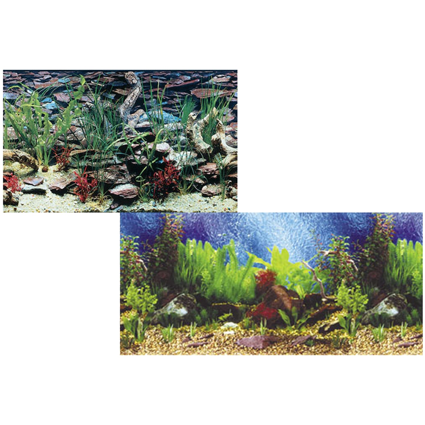 Penn-Plax Double Back Shalescape & Tropical Blue Background Roll 24In X 50 ft 030172130175