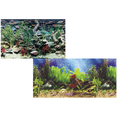 Penn-Plax Double Back Shalescape & Tropical Blue Background Roll 24In X 50 ft 030172130175
