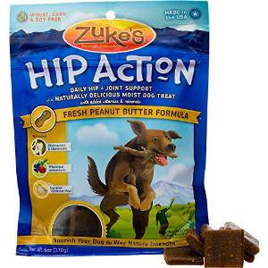 Zukes Hip Action Peanut Butter And Oats Dog Treats With Glucosamine And Chondroitin-6-oz-{L+1x} 013423210529