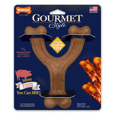 Nylabone Gourmet Style Strong Chew Wishbone Dog Chew Toy Bacon Large/Giant - Up To 50 Lbs. (1 ct) 018214852216