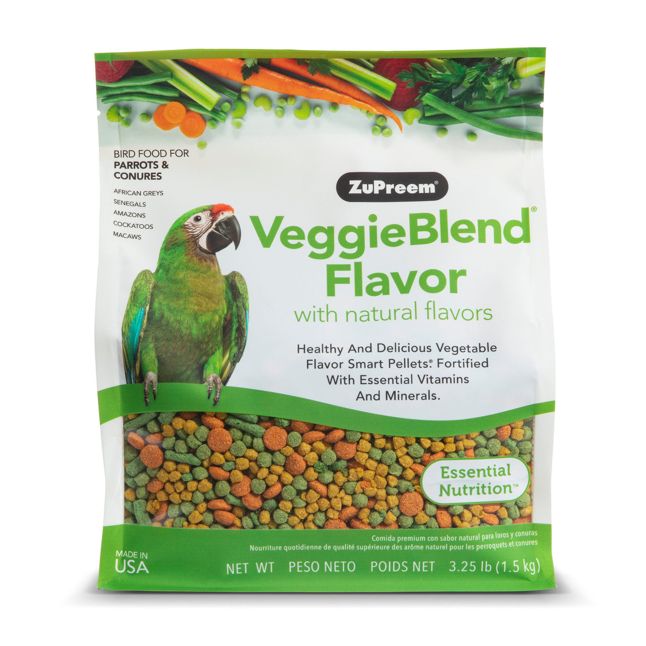 ZuPreem VeggieBlend Bird Food Parrots & Conures 17.5 lb